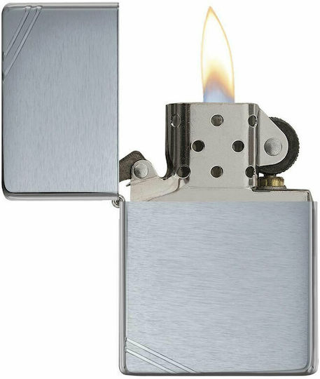 Zippo Vintage Brichetă Rezistentă La Vânt Cu Flacără Brushed Chrome Slashes