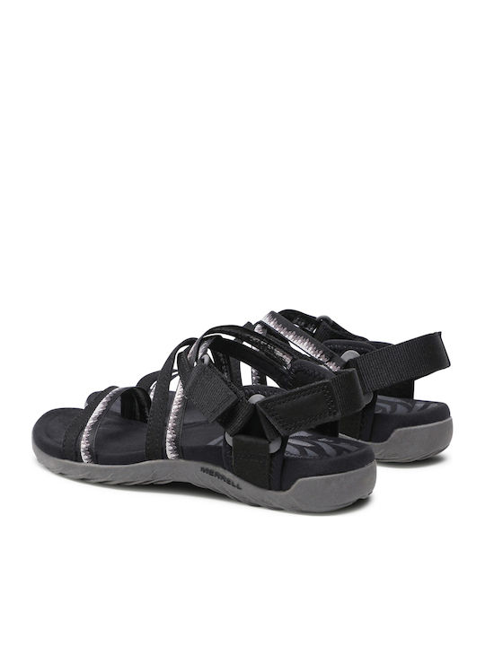 Terran 3 Leather Women's Flat Sandals Sporty in Black Color
