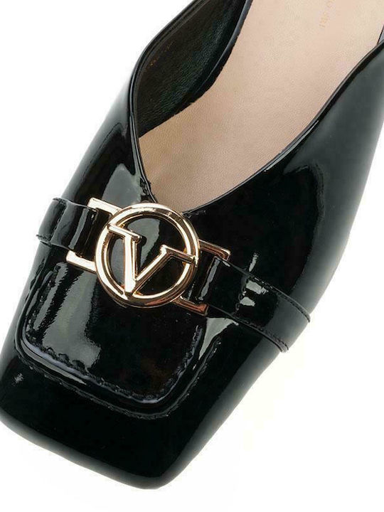 Women's Mules in Black Leather Flat