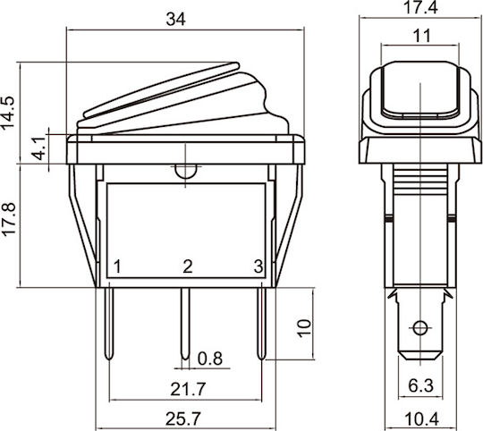 KAL Electronics Διακόπτης Rocker Με φωτισμό
