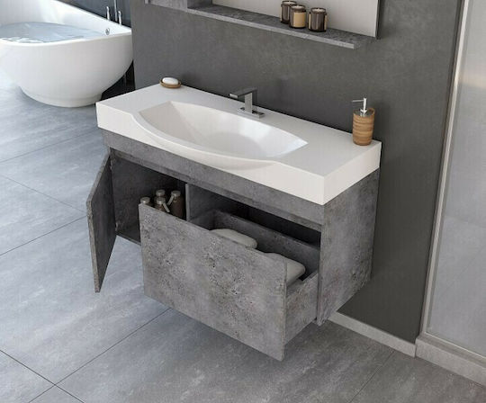Drop Senso 105 L Waschtisch mit Waschbecken & Spiegel L102xB38xH50cm Granite Drop Senso 105 L Waschtisch mit Waschbecken & Spiegel L102xB38xH50cm Granite