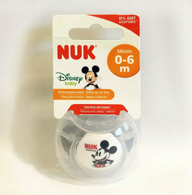 Nuk Orthodontischer Schnuller Silikon Mickey Grey mit Etui für 0-6 Monate 1Stück