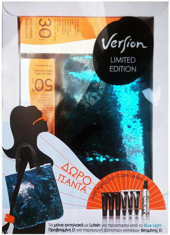 Version Limited Edition Tinted Tote Bag Gift Σετ με Αντηλιακό Προσώπου SPF50 με Χρώμα 3τμχ