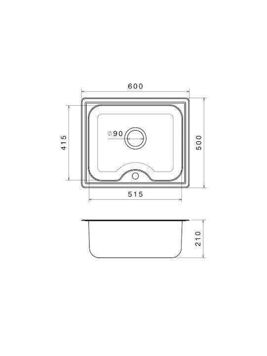 Donau 161DE Drop-In Sink Inox Satin W60xD50cm Silver