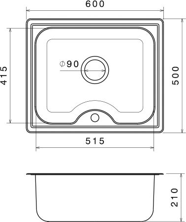 Donau 161DE Ένθετος Inox Σατινέ Μ60xΠ50cm Ασημί