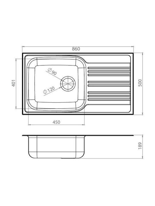 Donau 185DE Drop-In Spüle Inox Satiniert B86xT50cm Silber