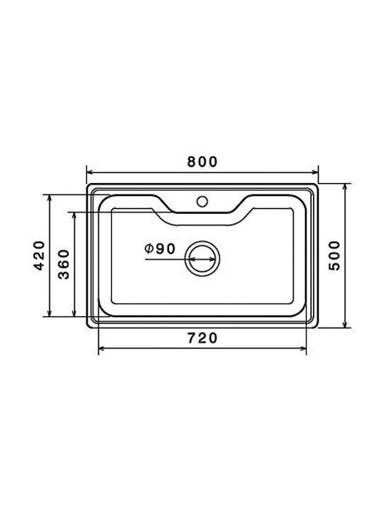 Donau 163DE Drop-In Sink Inox Satin W80xD50cm Silver