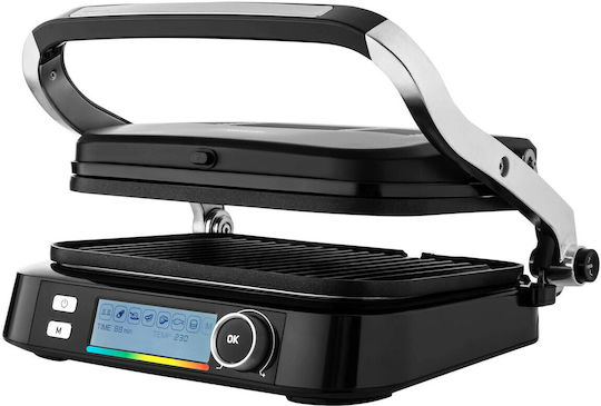 Sencor Tabletop Electric Grill Smooth and Ribbed Plate 2100W with Lid and Adjustable Thermostat 30cmx25cmcm