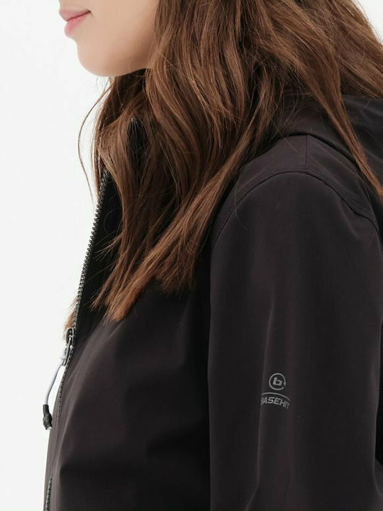 Women's Short Lifestyle Jacket for Spring or Autumn with Hood Black