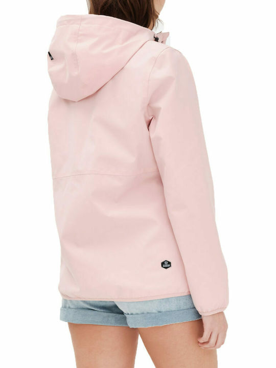 Basehit Women's Short Lifestyle Jacket Windproof for Winter with Hood Pink