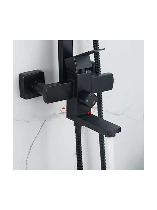 Wenko P-307 Adjustable Shower Column with Bathtub Mixer Black