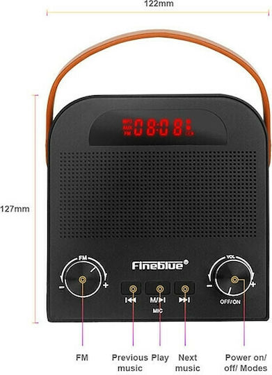 Fineblue FM-888 Φορητό Ραδιόφωνο με Bluetooth Μαύρο