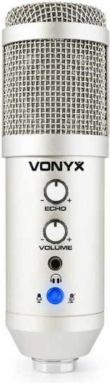 Vonyx CM320 Condenser Microphone Shock Mounted for Vocals in Silver Color