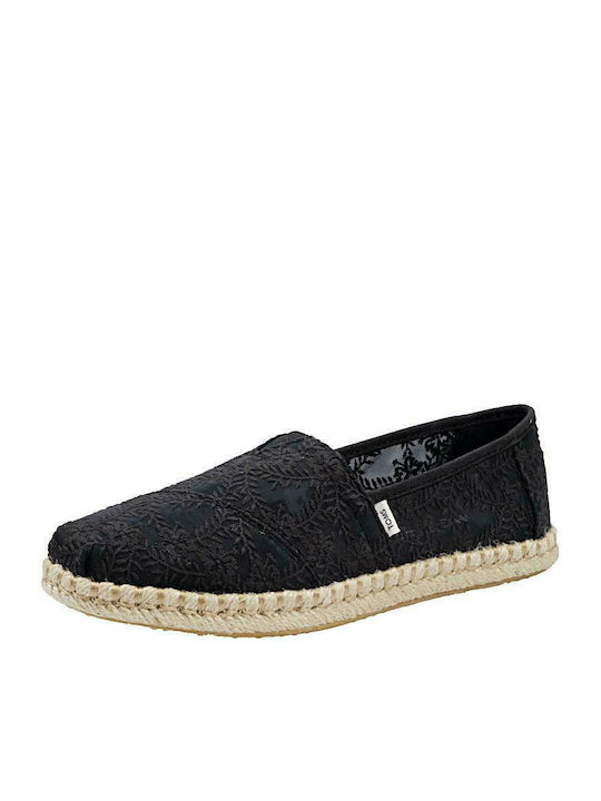 Toms Natural Floral Hibiscus Women's Fabric Espadrilles Black 10016259