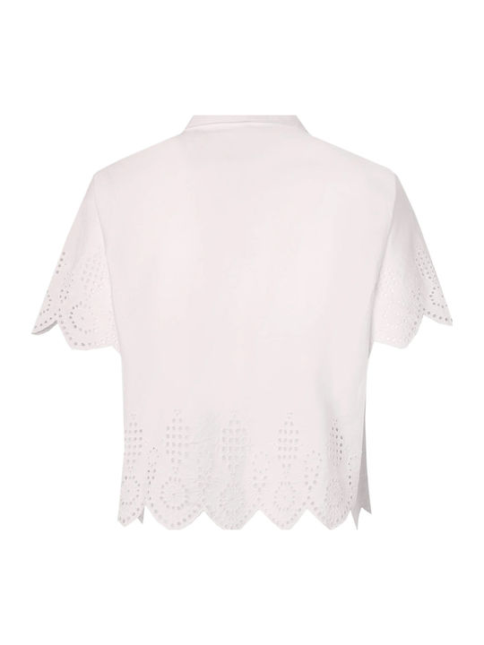 Laura Women's Monochrome Short Sleeve Shirt White
