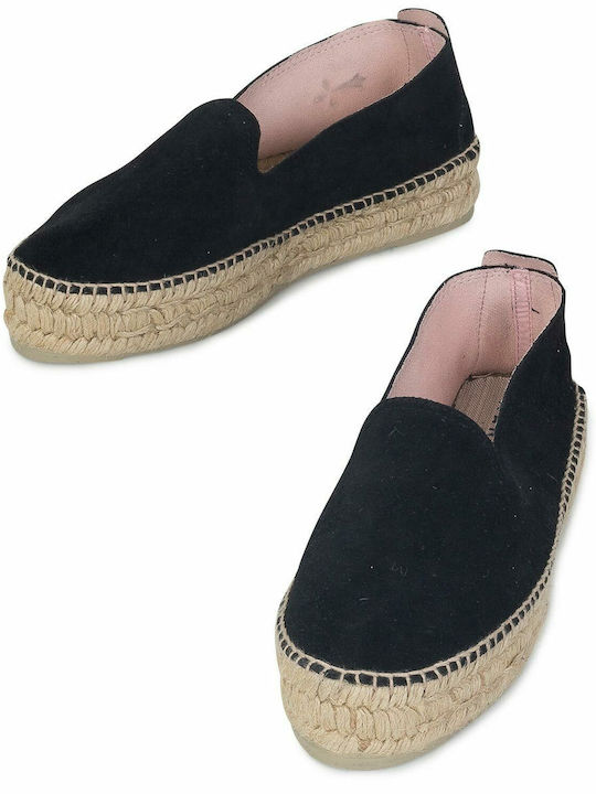 Hamptons Suede Γυναικείες Εσπαντρίγιες σε Μαύρο Χρώμα
