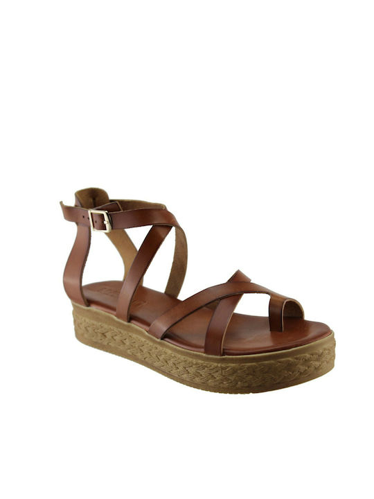 Milanos Shoes Women's Flatforms Sandals Leather 310 Taba