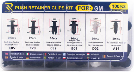 Rchang Car Plastic Clips 100 Pieces