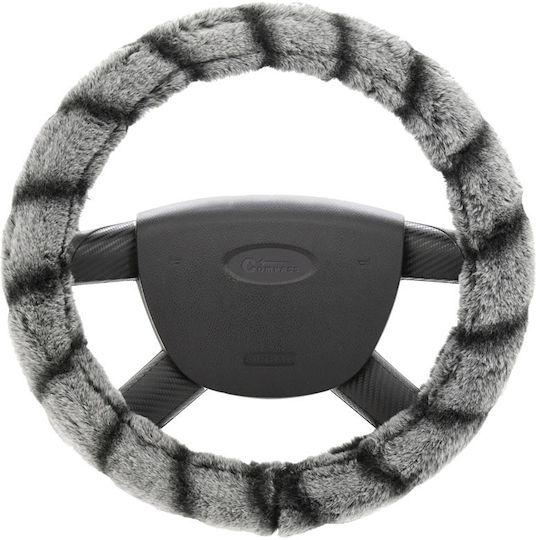 Compass Car Steering Wheel Cover Lemur with Diameter 37-39cm Synthetic Gray Fur