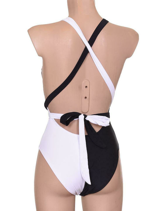 Raiden T- One-Piece Swimsuit with Open Back Black/White