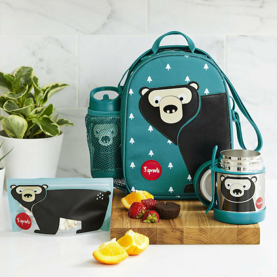 3 Sprouts School Insulated Shoulder Lunch Bag 3.5L Green 20.5x9.5x26.7cm