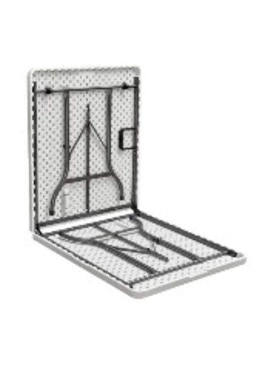 Outdoor Dinner Foldable Table with Plastic Surface and Metal Frame White 180x75x72cm