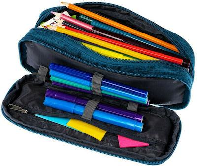 Polo Fabric Pencil Case Duo Box Jean with 2 Compartments Βεραμάν 2022