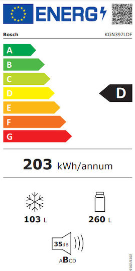 Bosch Kühl-Gefrierkombination 363Es Total NoFrost H203.6xB60xT66.5cm. Inox KGN397LDF