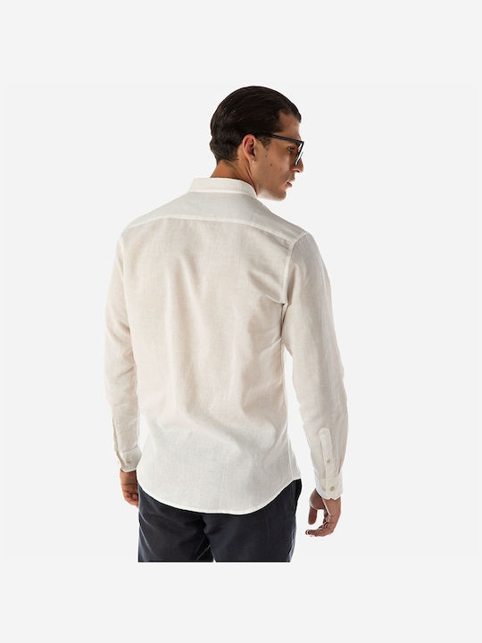 Brokers Jeans Men's Shirt Long Sleeve Linen White