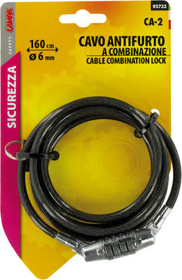 Lampa Bicycle Cable Lock with Combination Black