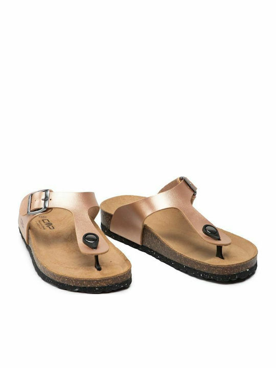 Mymosa Cipria Flache Sandalen für Damen Rosa Gold