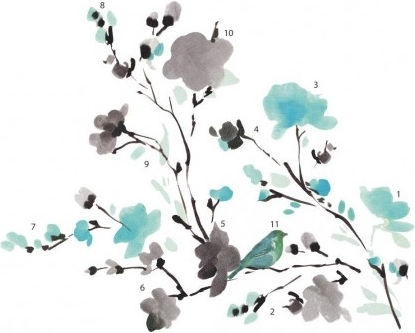 Decorative Sticker Wall Blossom Watercolor 26pcs RoomMates Decor