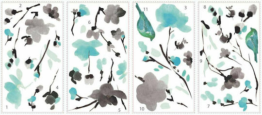 Decorative Sticker Wall Blossom Watercolor 26pcs RoomMates Decor