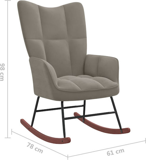 Schaukelstuhl mit Fußhocker Samt Light Grey 61x78x98cm