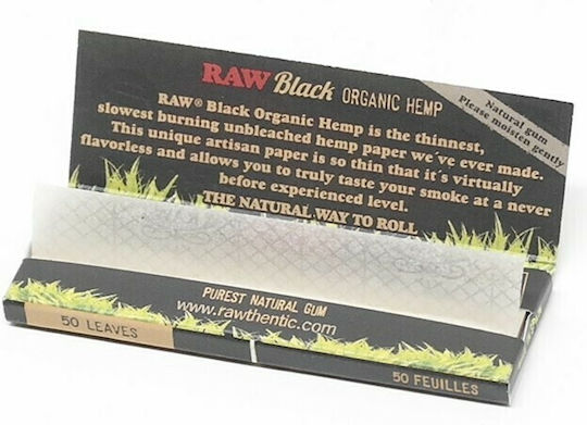 Raw Organic Hemp Black Χαρτάκια Στριφτού Τσιγάρου 1+1/4 50 φύλλα 1τμχ