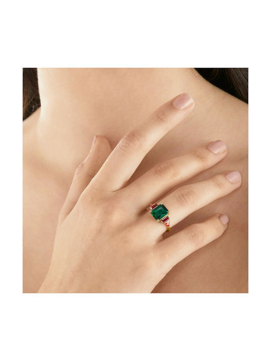 Thomas Sabo Colourful Stones Γυναικείο Δαχτυλίδι με Ζιργκόν από Ασήμι Επιχρυσωμένο