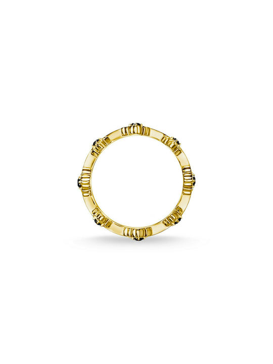 Thomas Sabo Γυναικείο Δαχτυλίδι Crown με Πέτρες από Ασήμι Επιχρυσωμένο