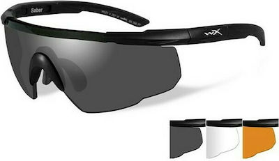 Wiley X Shooting Glasses Saber Advanced Set of 3 Lenses with Anti-Scratch Coating, Anti-Glare & UV Protection Black