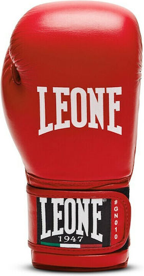 Leone Contest Boxing Gloves made of Synthetic Leather for Match Red