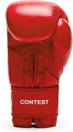 Leone Contest Boxing Gloves made of Synthetic Leather for Match Red