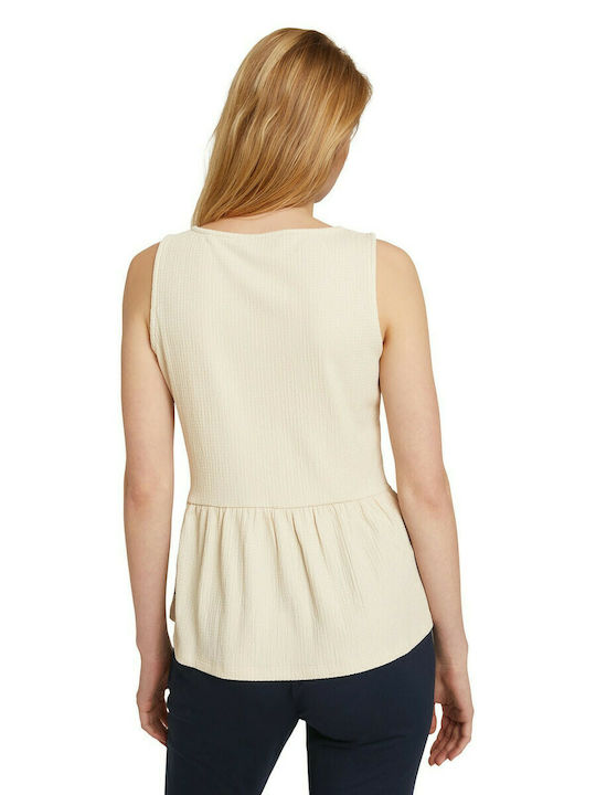 Tom Tailor Damen Sommer Bluse Baumwolle Ärmellos Beige