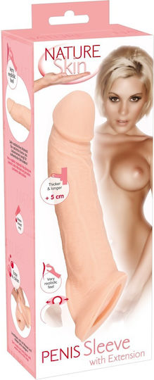 Nature Skin Penis Sleeve with Extension Flesh 21cm