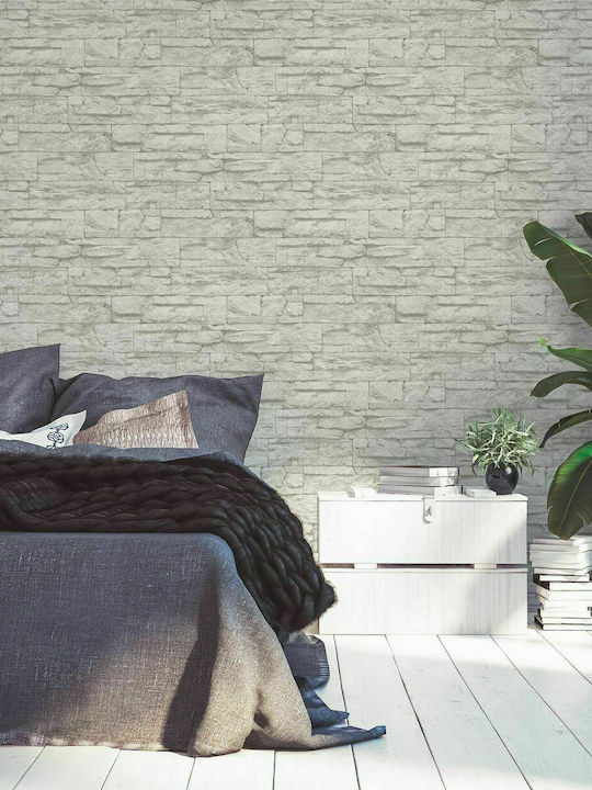 Ταπετσαρία Τοίχου Wood Stone Βινυλίου Γκρι 1000x53cm Πλενόμενη