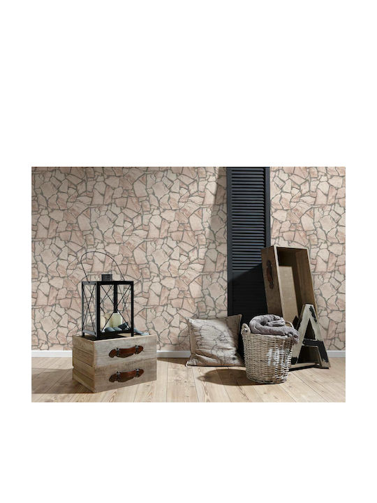 Ταπετσαρία Τοίχου Wood Stone Μπεζ 1000x53cm
