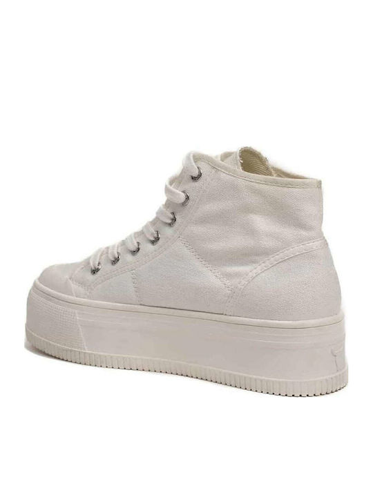 Distance Damen Flatforms Stiefel Weiß