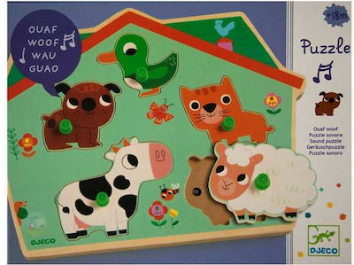 Wooden Kids Peg Puzzle Ζωάκια for 1+ Years 5pcs Djeco