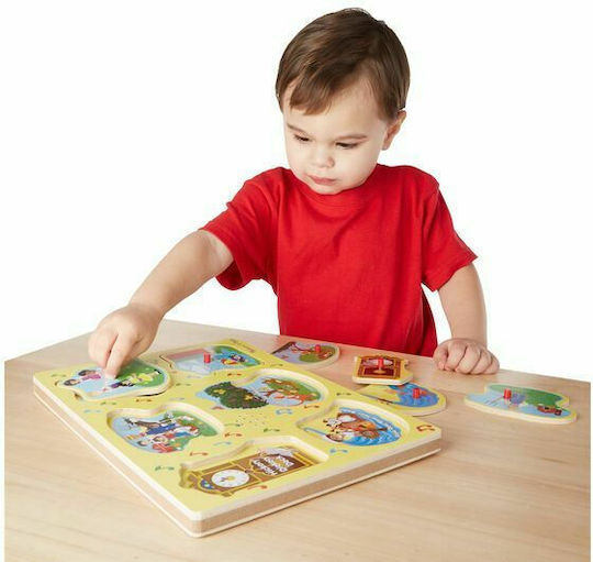 Дървено Детски Пъзел с Шипове Nursery Rhymes 1 Sound 6бр Melissa & Doug