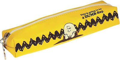 Back Me Up Bmu Snoopy Charlie Pencil Case Barrel with 1 Compartment Yellow