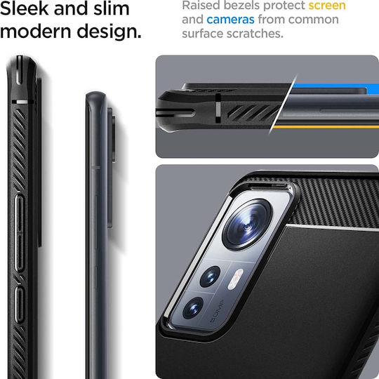 Spigen Rugged Armor Back Cover Silicon 2mm negru mat (Xiaomi 12 Pro)