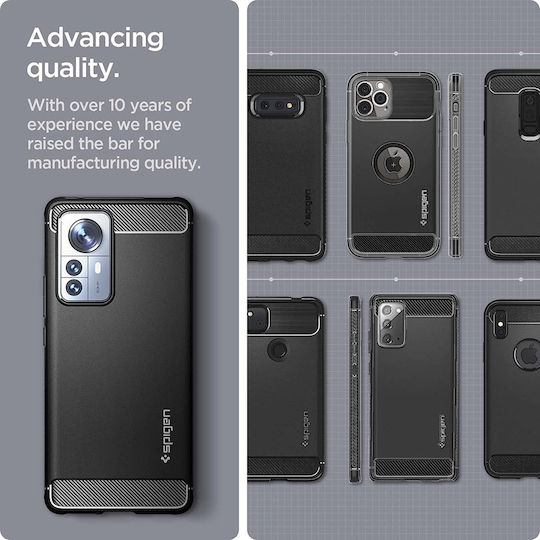 Spigen Rugged Armor Back Cover Silicon 2mm negru mat (Xiaomi 12 Pro)